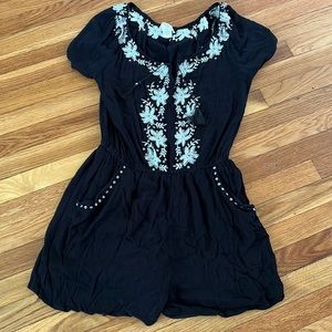 Black bohemian style loose romper.